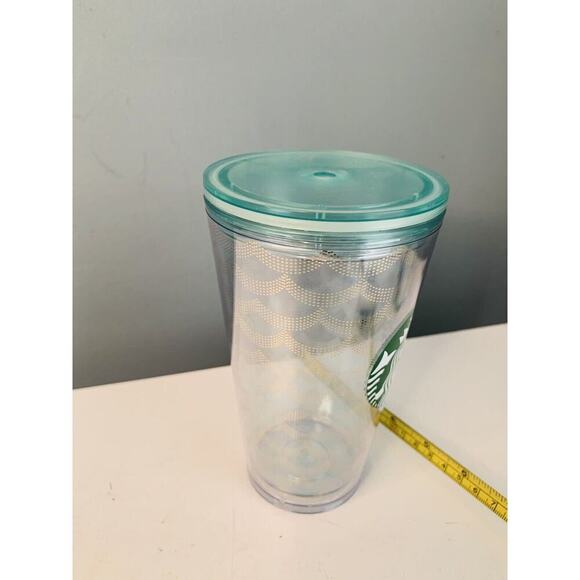 New Starbucks Acrylic Iridescent Mermaid Scales Cold Cup Tumbler 16 oz No Straw - Picture 8 of 9
